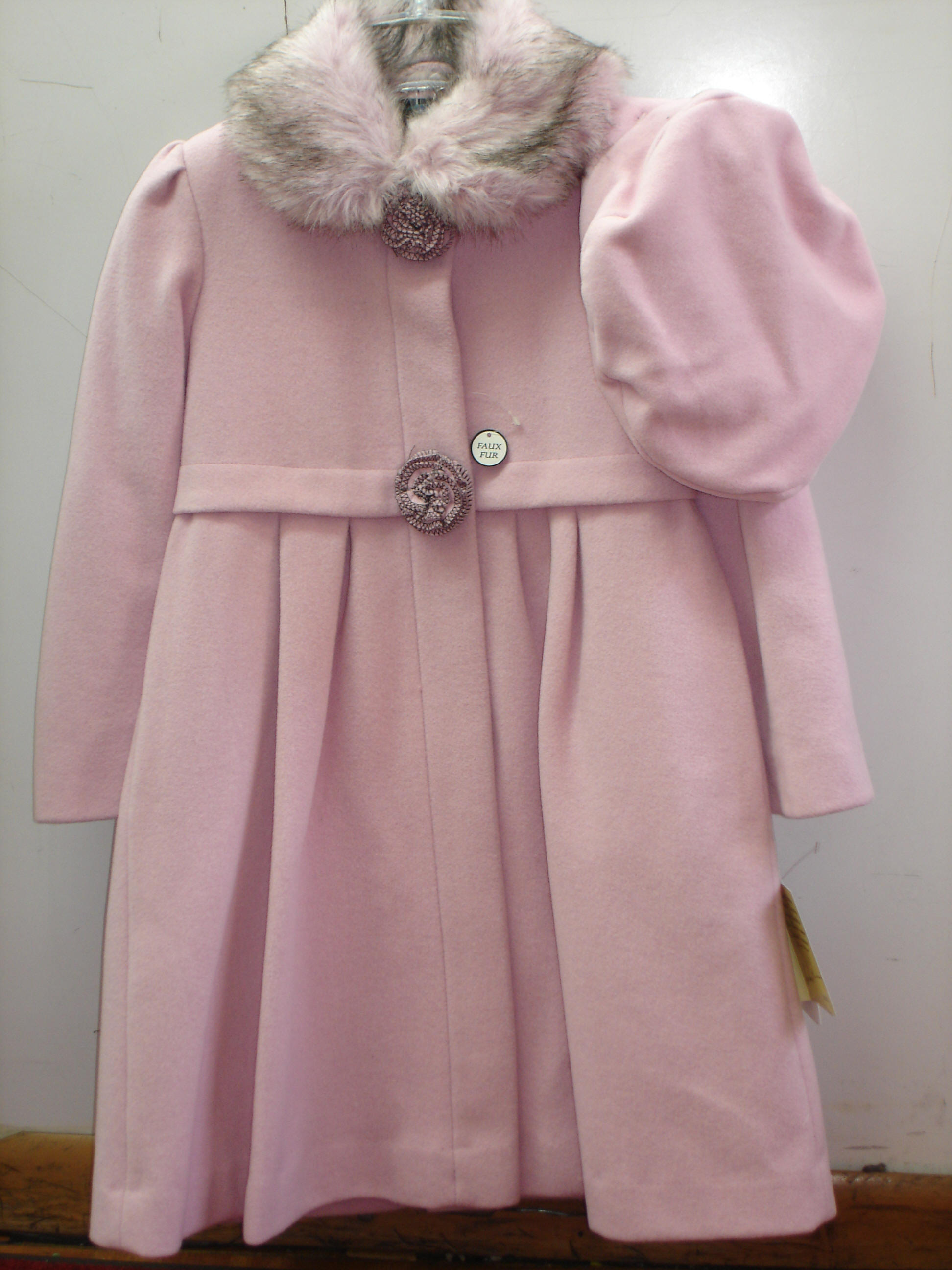 Rothschild Little Girls Classic Rosette Faux Wool Coat 